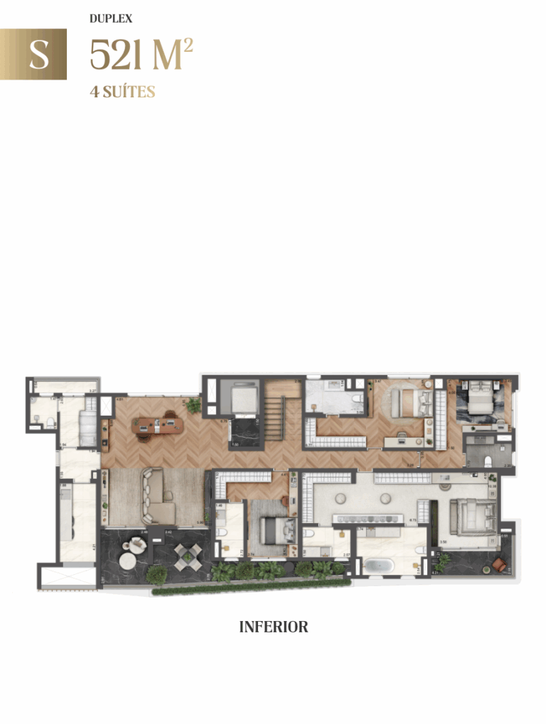 DUPLEX 521M² - 4 SUÍTES - Inferior