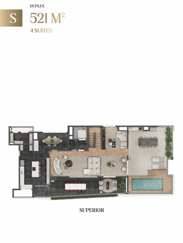 DUPLEX 521M² - 4 SUÍTES - Superior